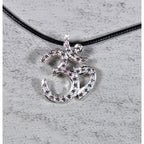 Vintage Sterling Silver Om Necklace Pink Crystal Pendant