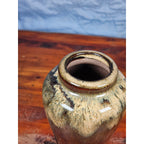 Small Drip Glaze Ceramic Vase Earth Tones Decorative Accent Piece