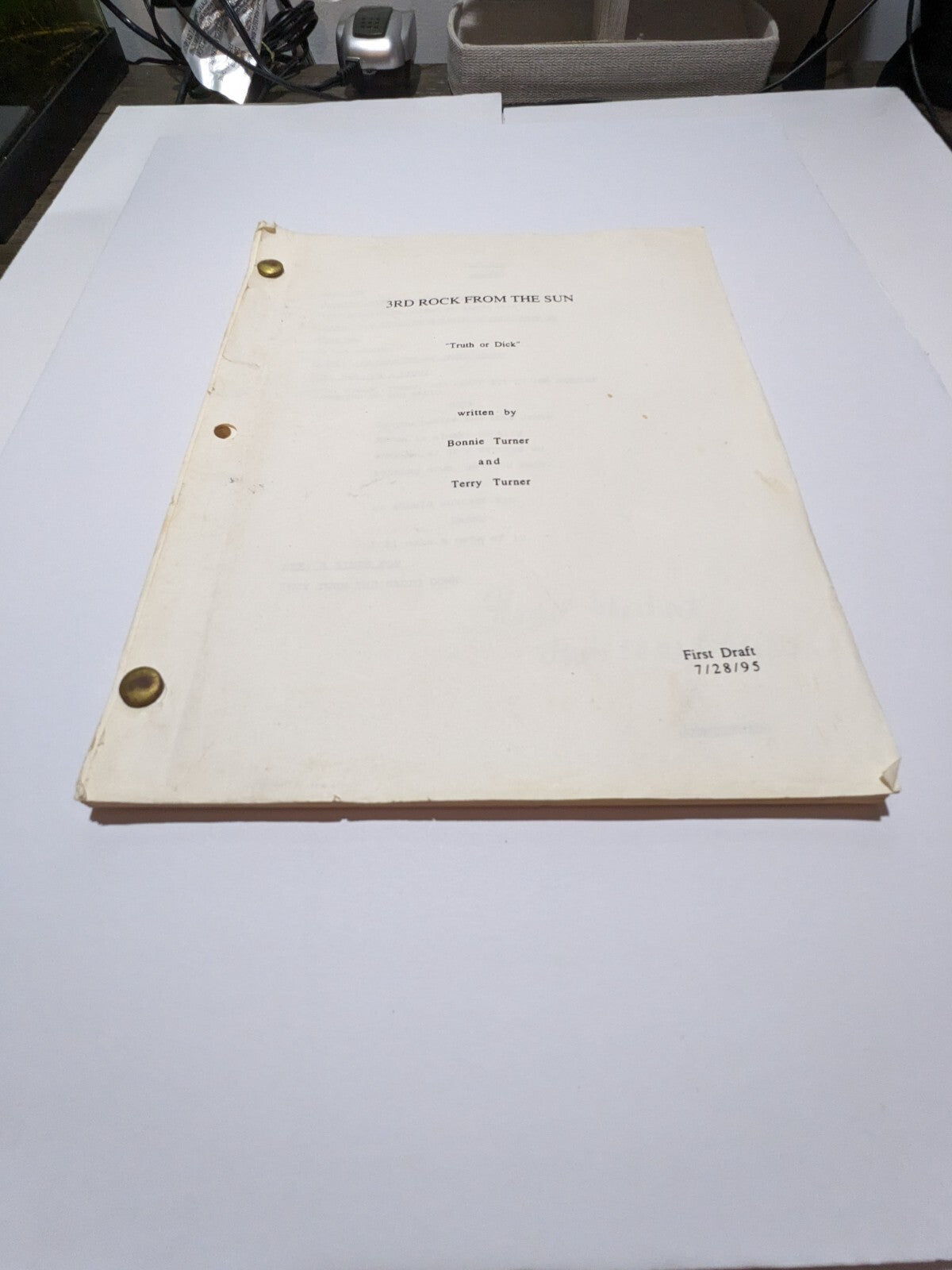 3rd Rock from the Sun First Draft Script “Truth or Dick” TV Sitcom 1995