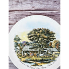 Vintage Currier & Ives Autumn Rural Scene Plate 6.5" Horse Barn Art