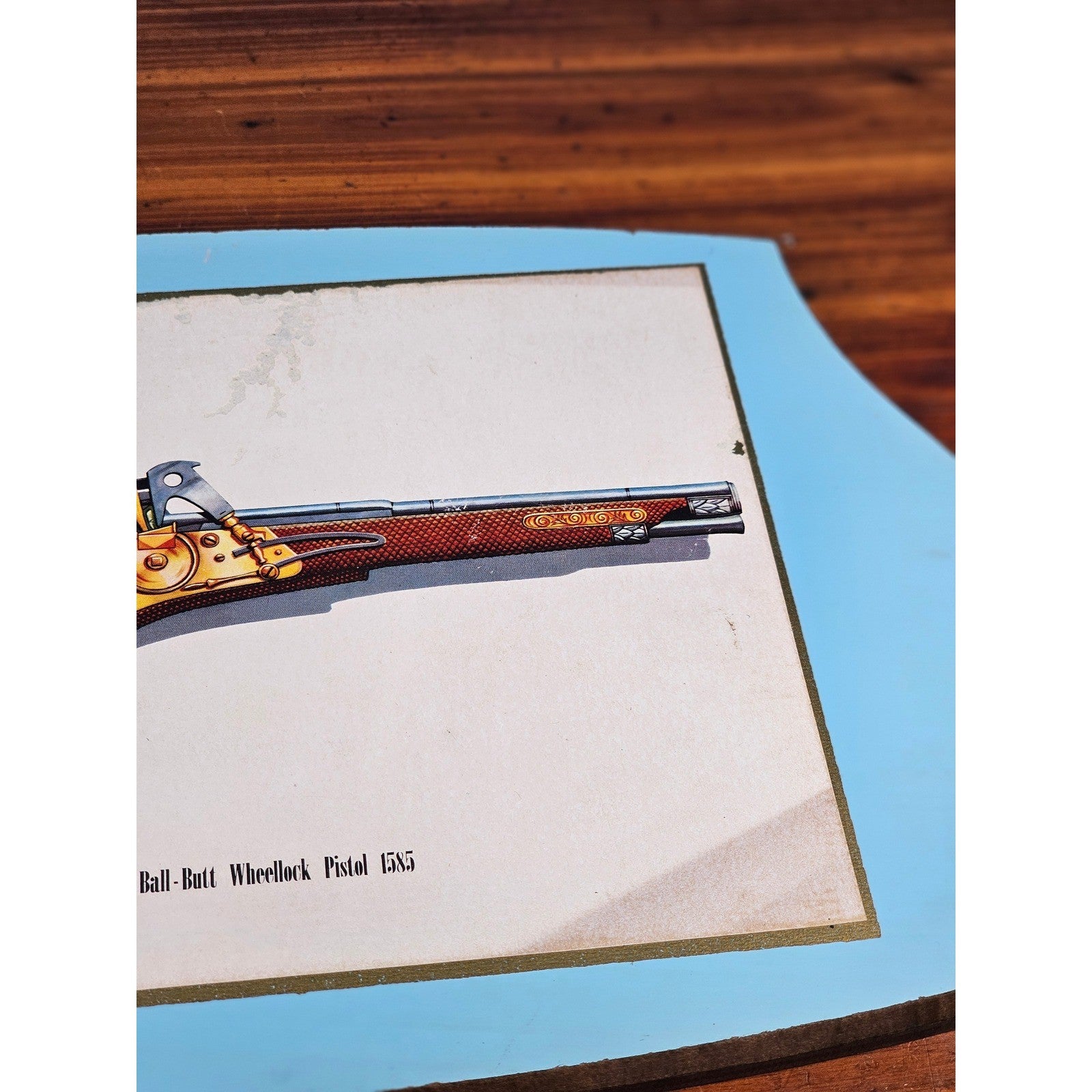 Vintage Firearms Illustration Wall Plaque – Austrian Wheellock Pistol 1655