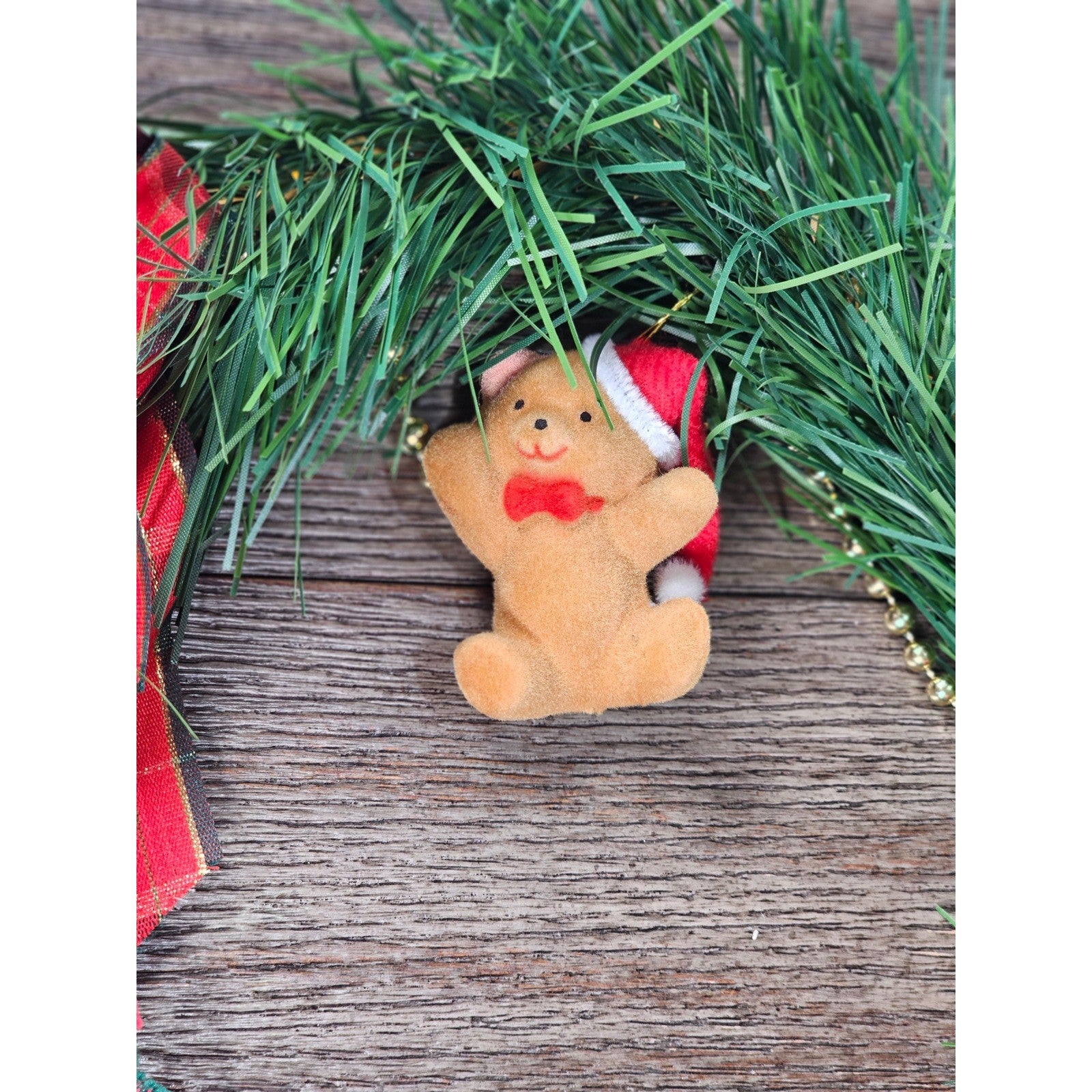 Vintage Christmas Garland 60" Pine Bear Peanut Reindeer Decor