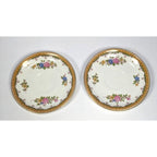 Pope Gosser Teacup and Saucer Set Gold Trim Vintage Set of 2