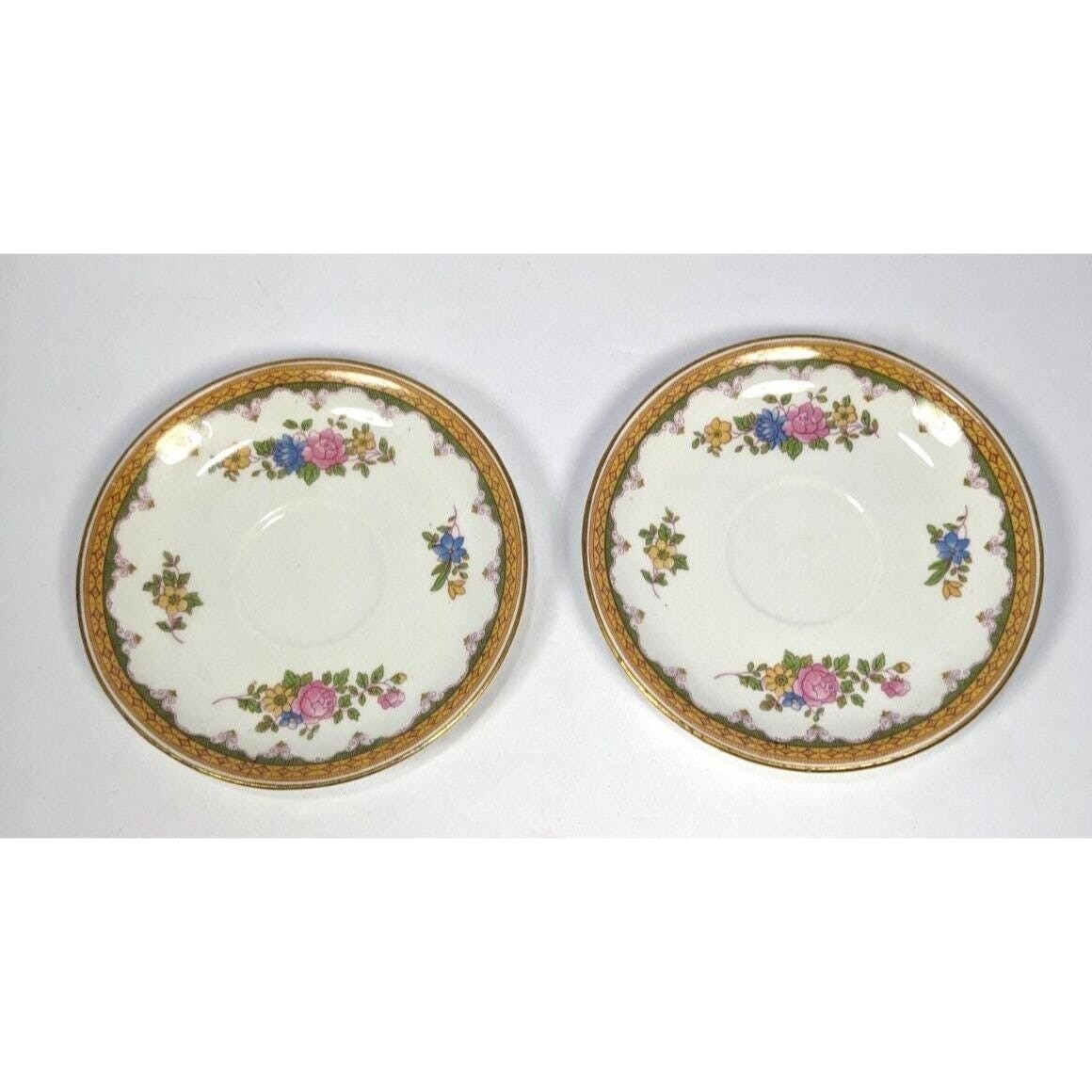 Pope Gosser Teacup and Saucer Set Gold Trim Vintage Set of 2