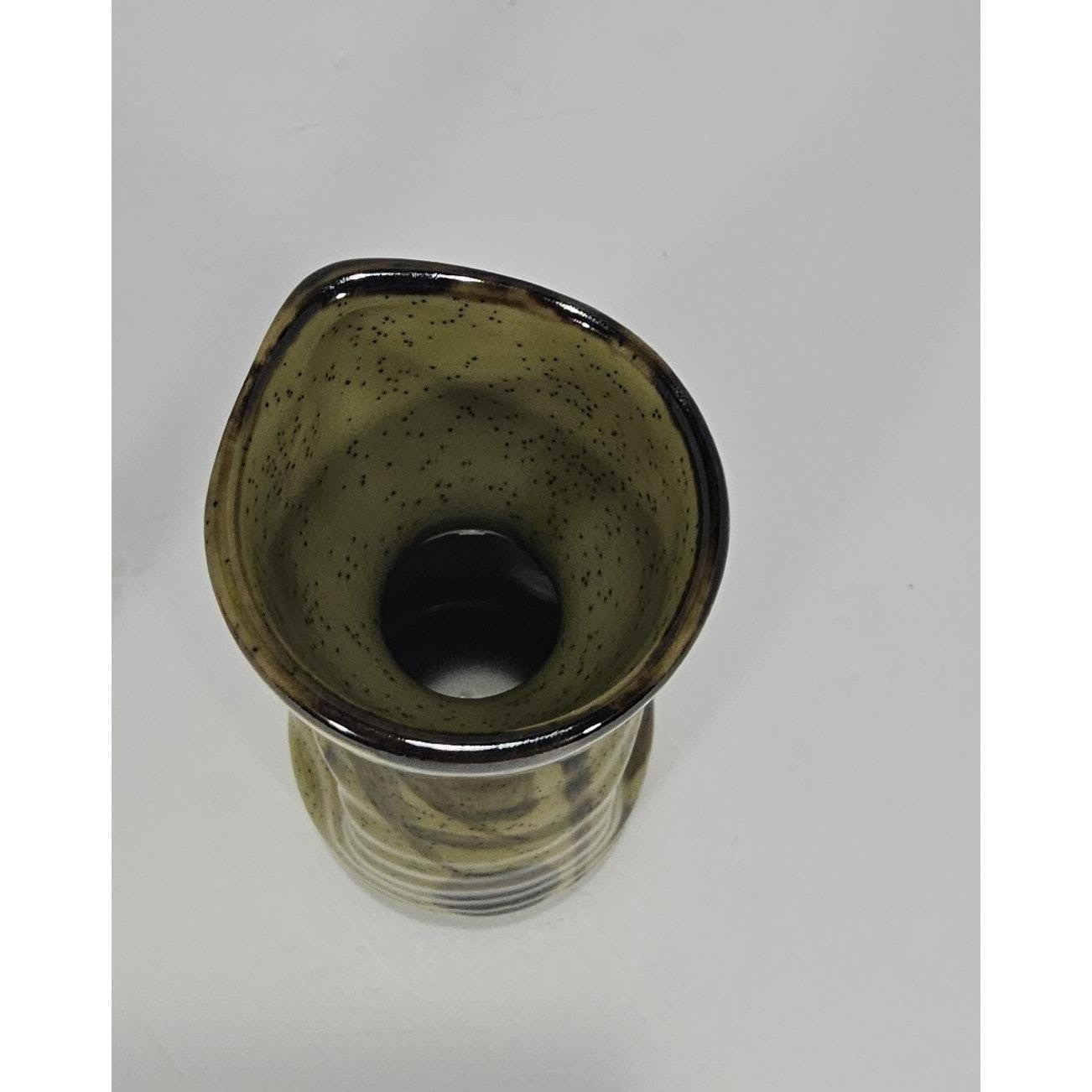 Vintage Stoneware Sake Pitcher Bamboo Motif Handcrafted Ceramic Server