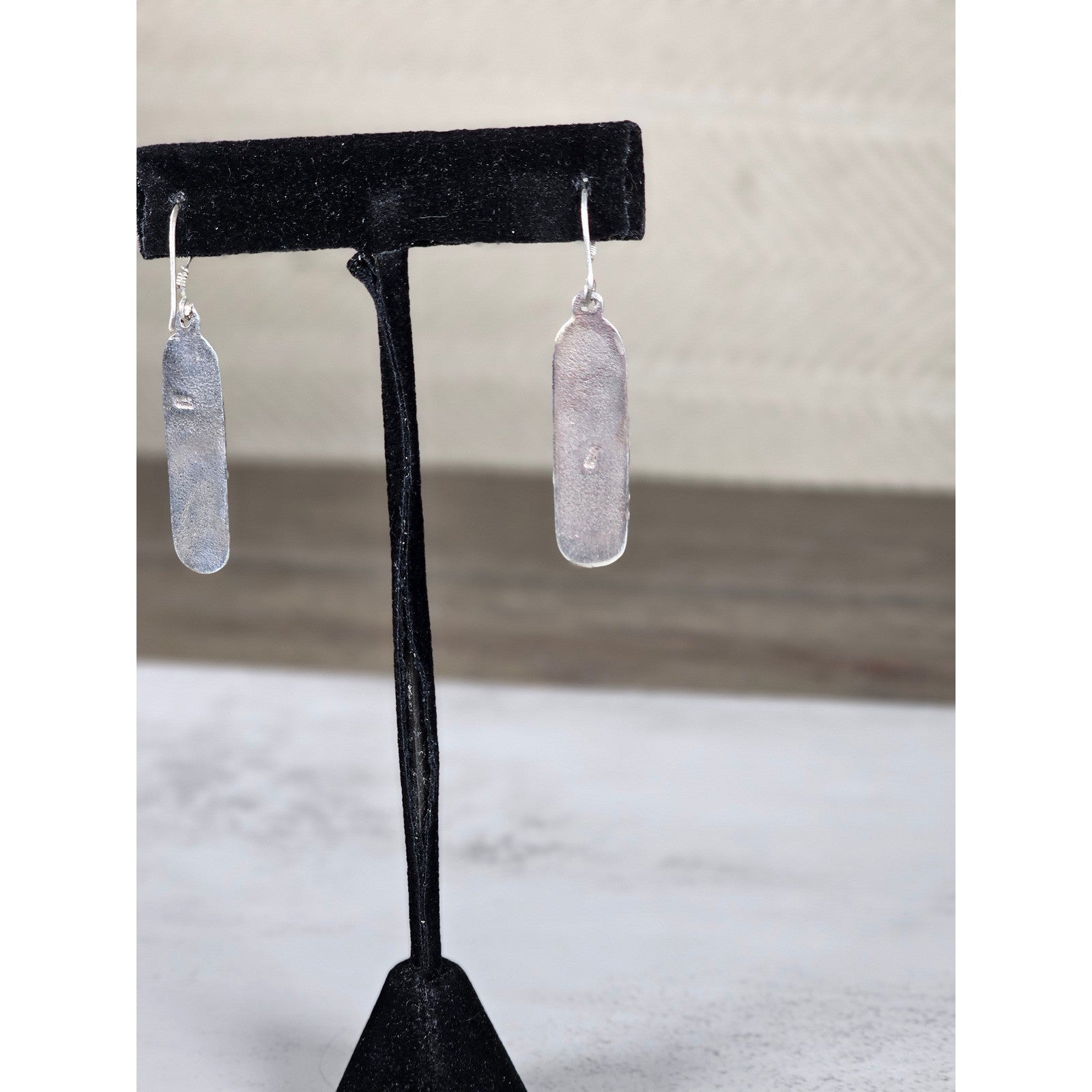 Vintage Sterling Silver Script Drop Earrings Dangle Pair