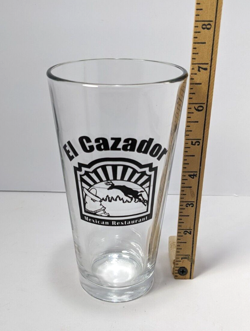 El Cazador Mexican Restaurant Pint Glass 6.5" Clear Glass With Logo