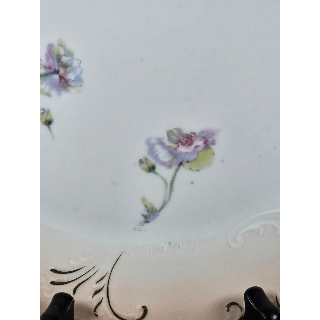 Vintage Austria Hand Painted Floral Porcelain Plate 11" Gold Rim
