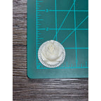 Vintage Carved Rose Pendant Round Floral Medallion Ivory Tone