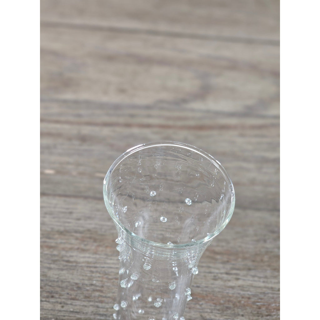 Vintage Clear Art Glass Bud Vase Applied Polka Dots 7 Inch