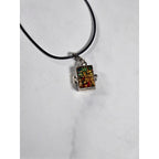 Vintage Stained Glass Locket Necklace Religious Pendant Charm