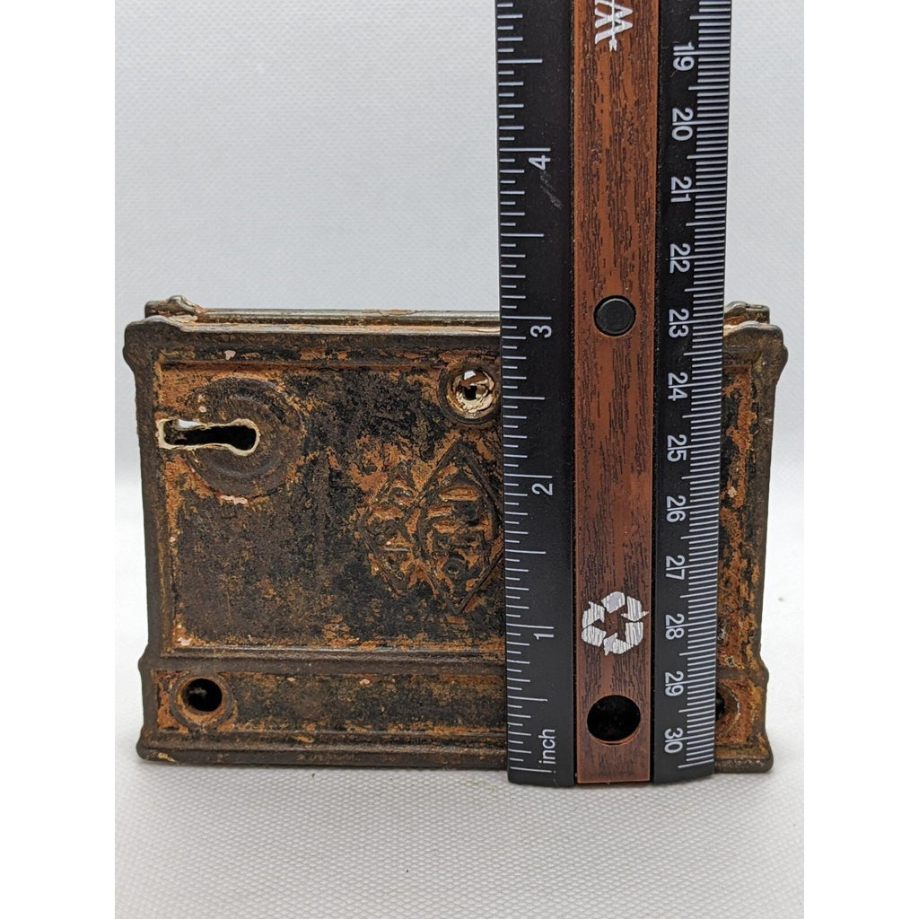Antique Pye Co Cast Iron Rim Lock England Vintage Door Hardware