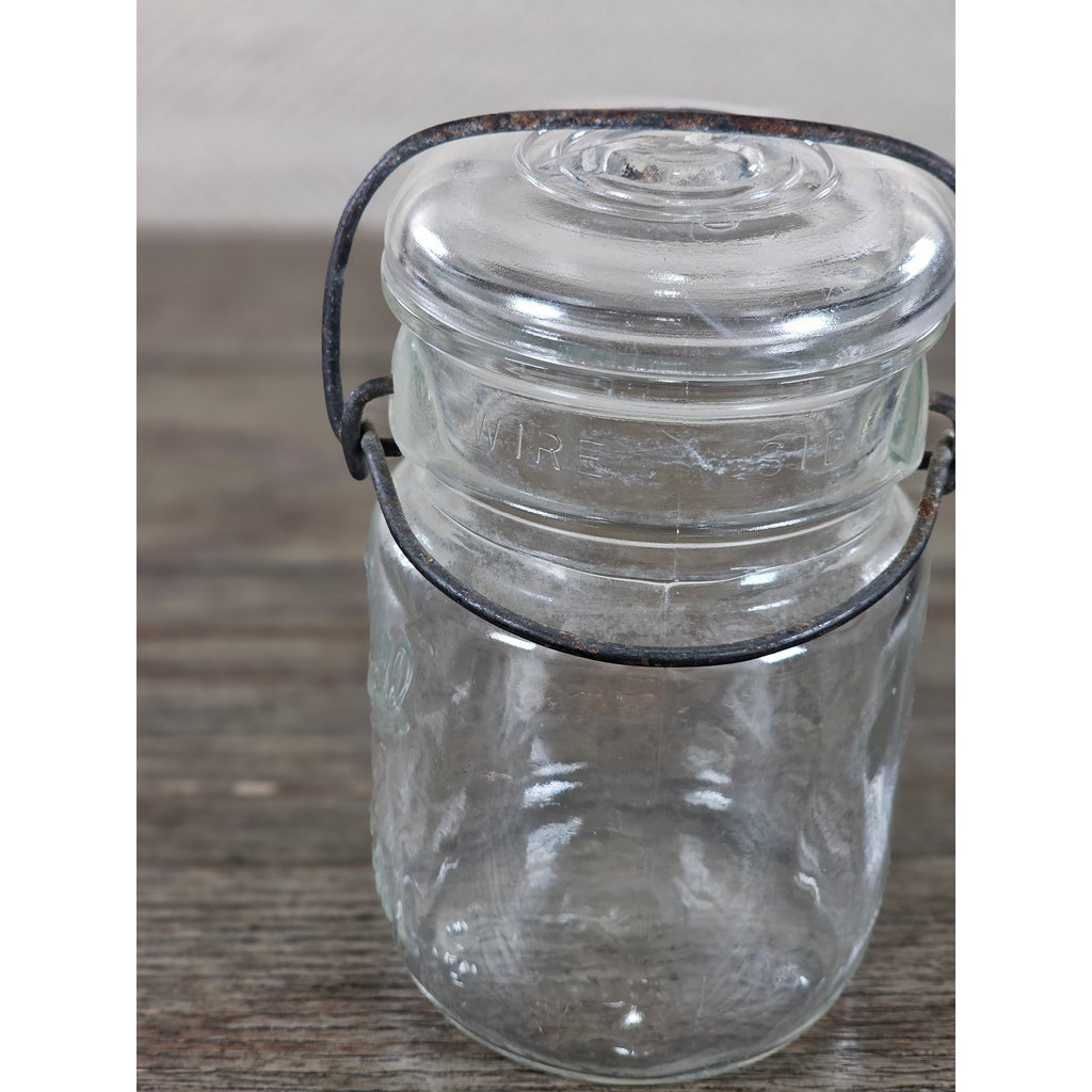 Vintage Ball Ideal Mason Jar 1 Pint Wire Bail Lid 5x3 Glass Jar