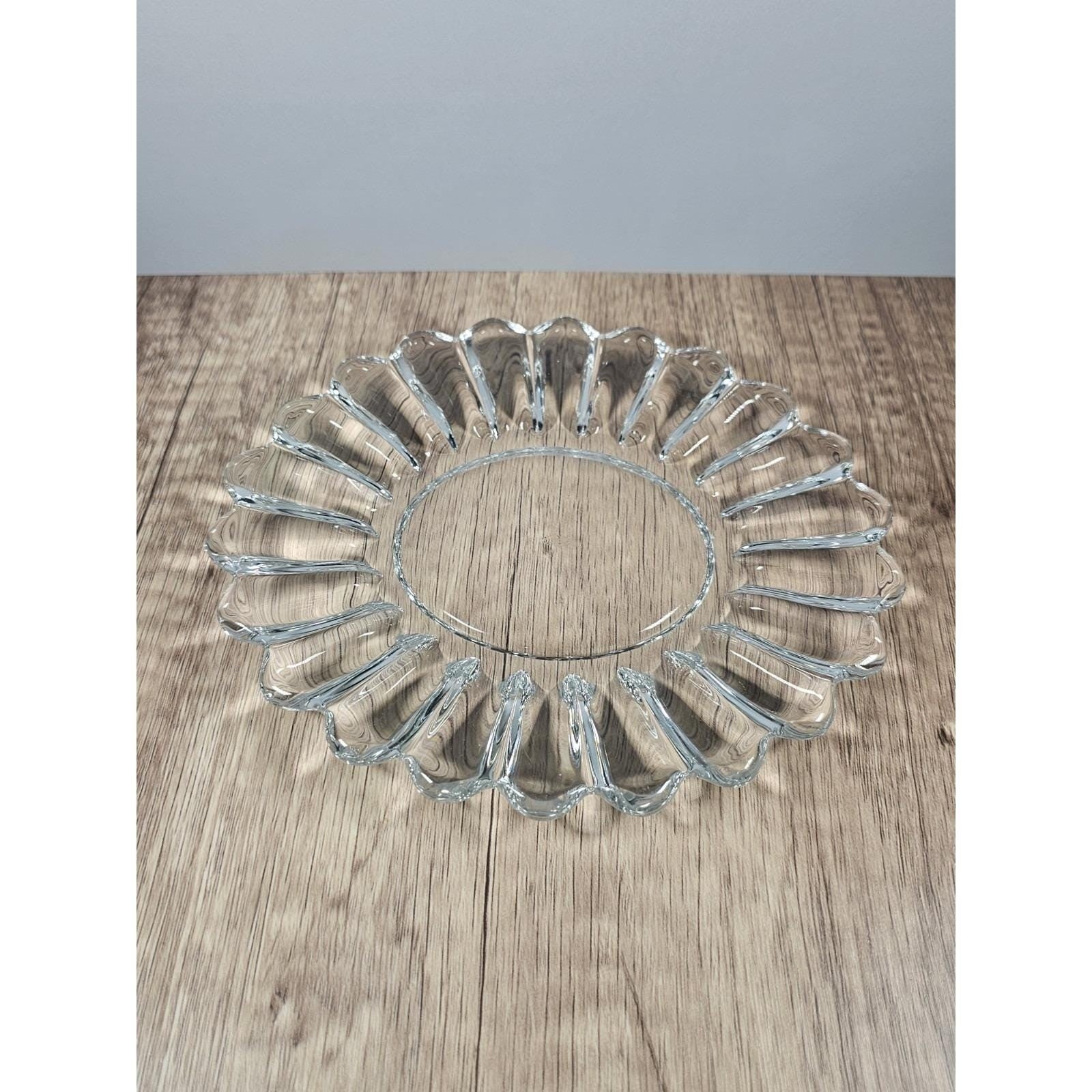 Vintage Clear Pressed Glass Oval Serving Platter Fluted Glass Dish