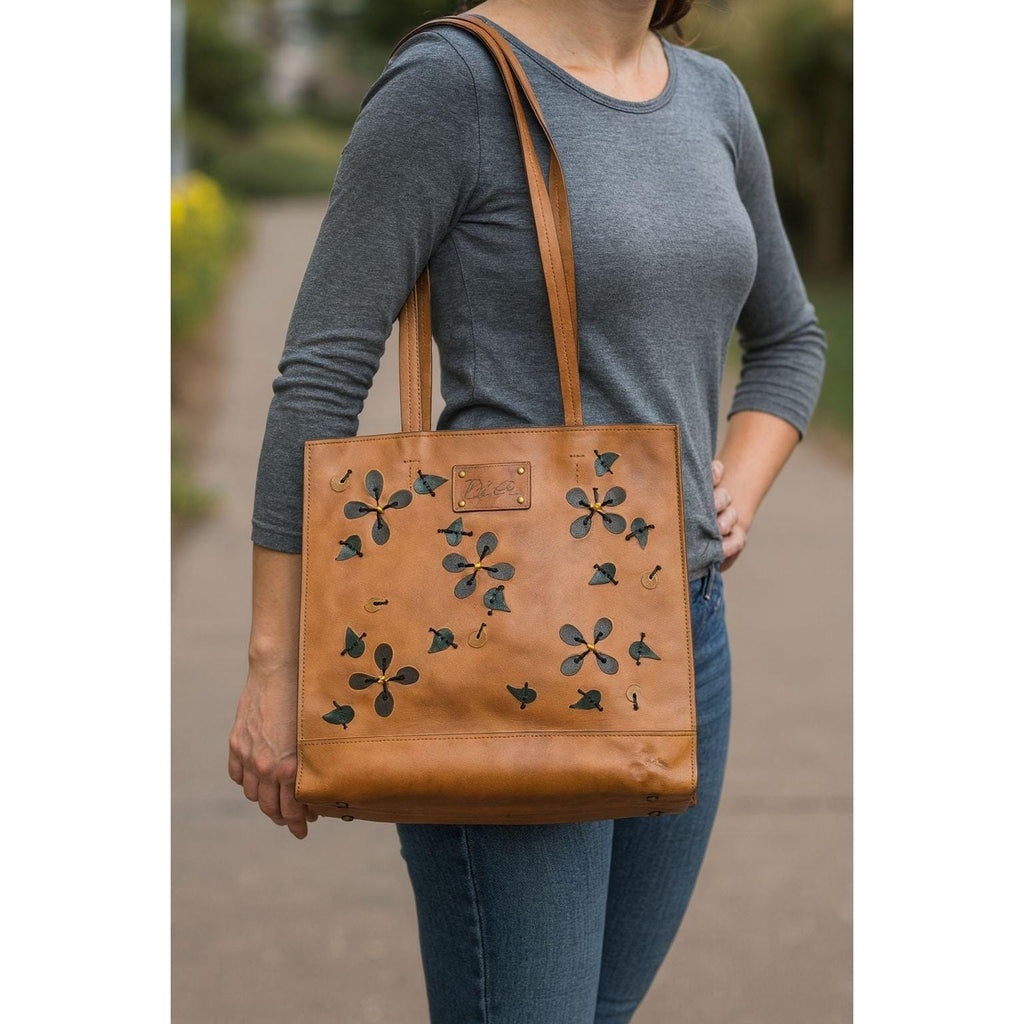 Patricia Nash Toscano Leather Tote Floral Tobacco Brown Handbag