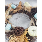 Rustic Fall Harvest Wreath Pumpkins Berries Leaves Twig 17 In
