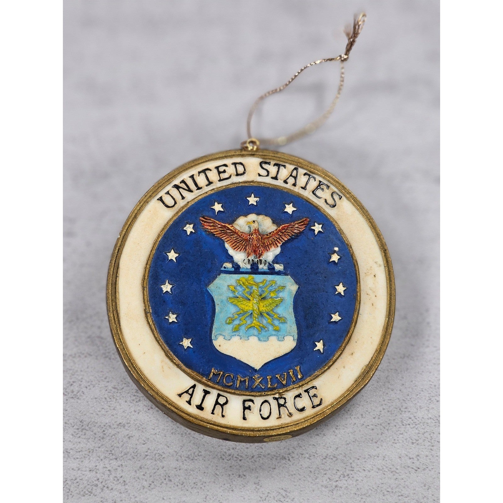 Vintage United States Air Force Ornament 1947 Seal Gold Tone