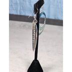 Vintage Blue & Silver Tone Textured Hoop Dangle Earrings