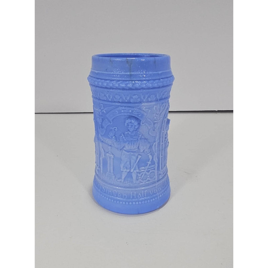 Westmoreland Blue Glass Stein Medieval Knight Relief Mug