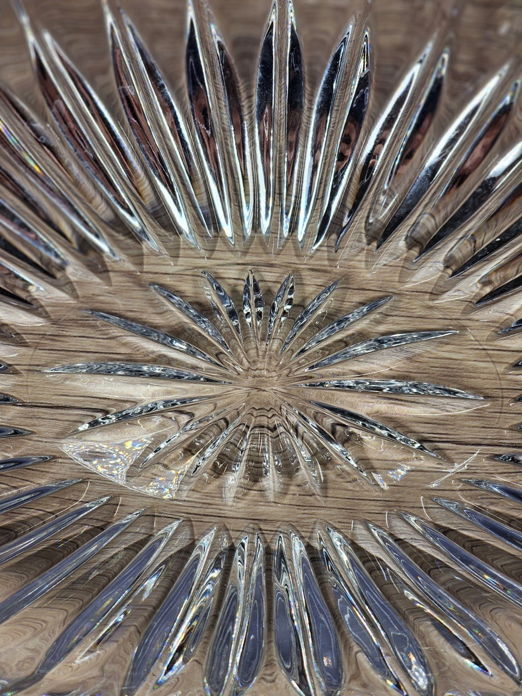 Vintage Cut Crystal Starburst Design Oval Candy Bowl