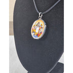 Vintage Hindu Deity Pendant Necklace Oval Religious Medallion