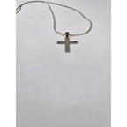 Vintage Silver Tone Cross Necklace Minimalist Christian Pendant