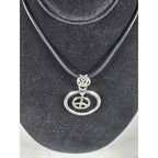 Vintage Peace Symbol Pendant Necklace Silver Tone Boho Jewelry