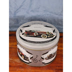 Vintage Classic Car Cookie Tin Empty Round Metal Motorcars from the Classic Era