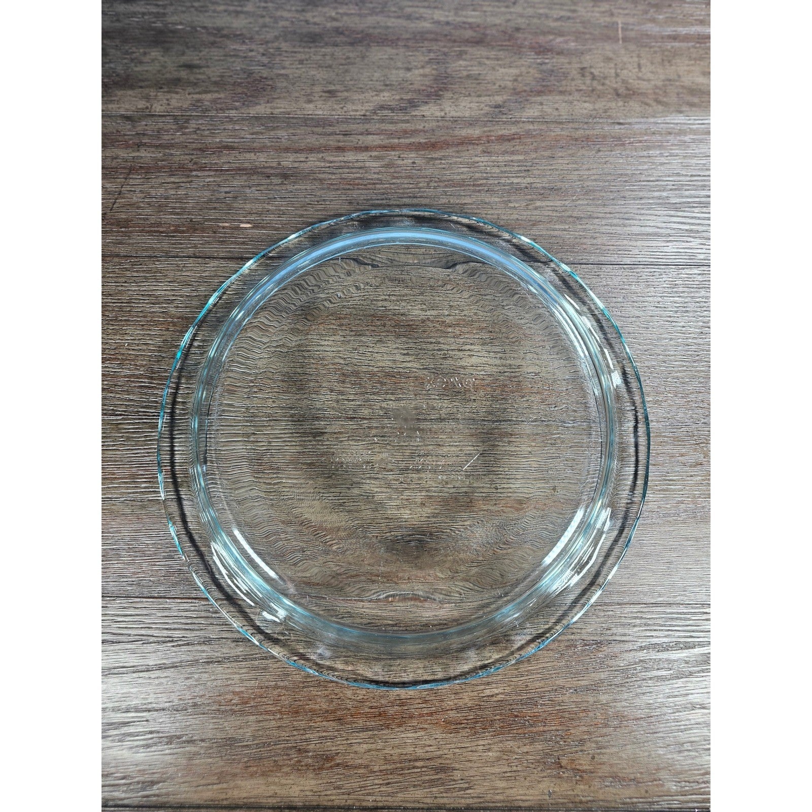 Vintage Pyrex Clear Glass Pie Dish with Blue Dot Rim 11 Inch