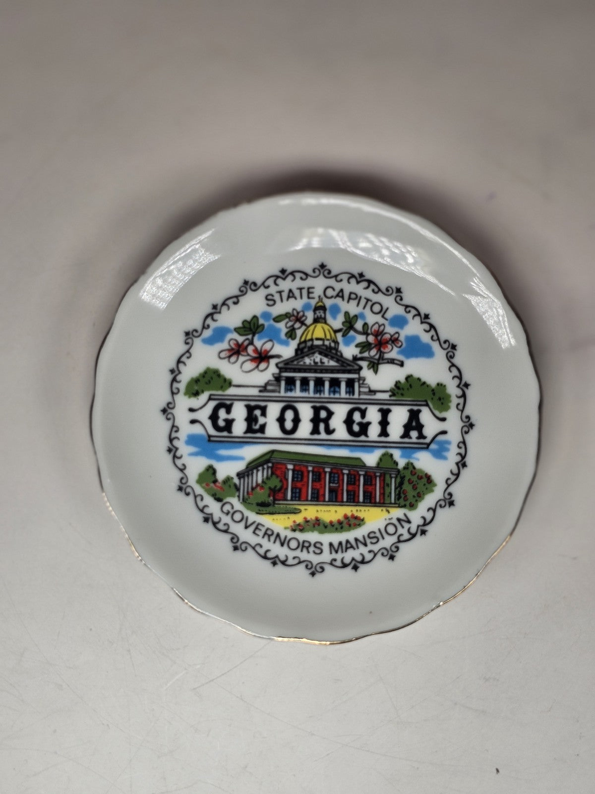 VINTAGE GEORGIA Mini Souvenir Plate State Capitol Governor's Mansion Collectible