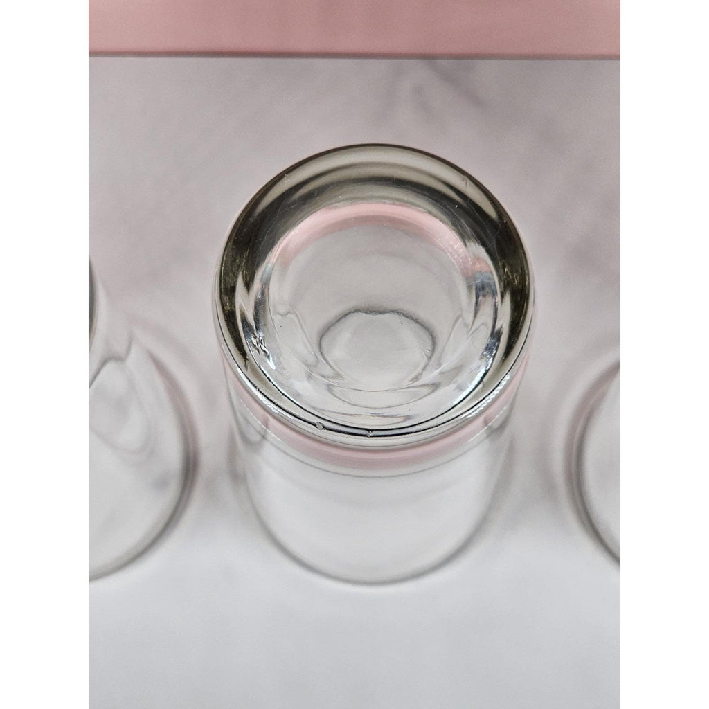 Vintage Mid Century Highball Glasses Set of 3 Silver Rim Barware