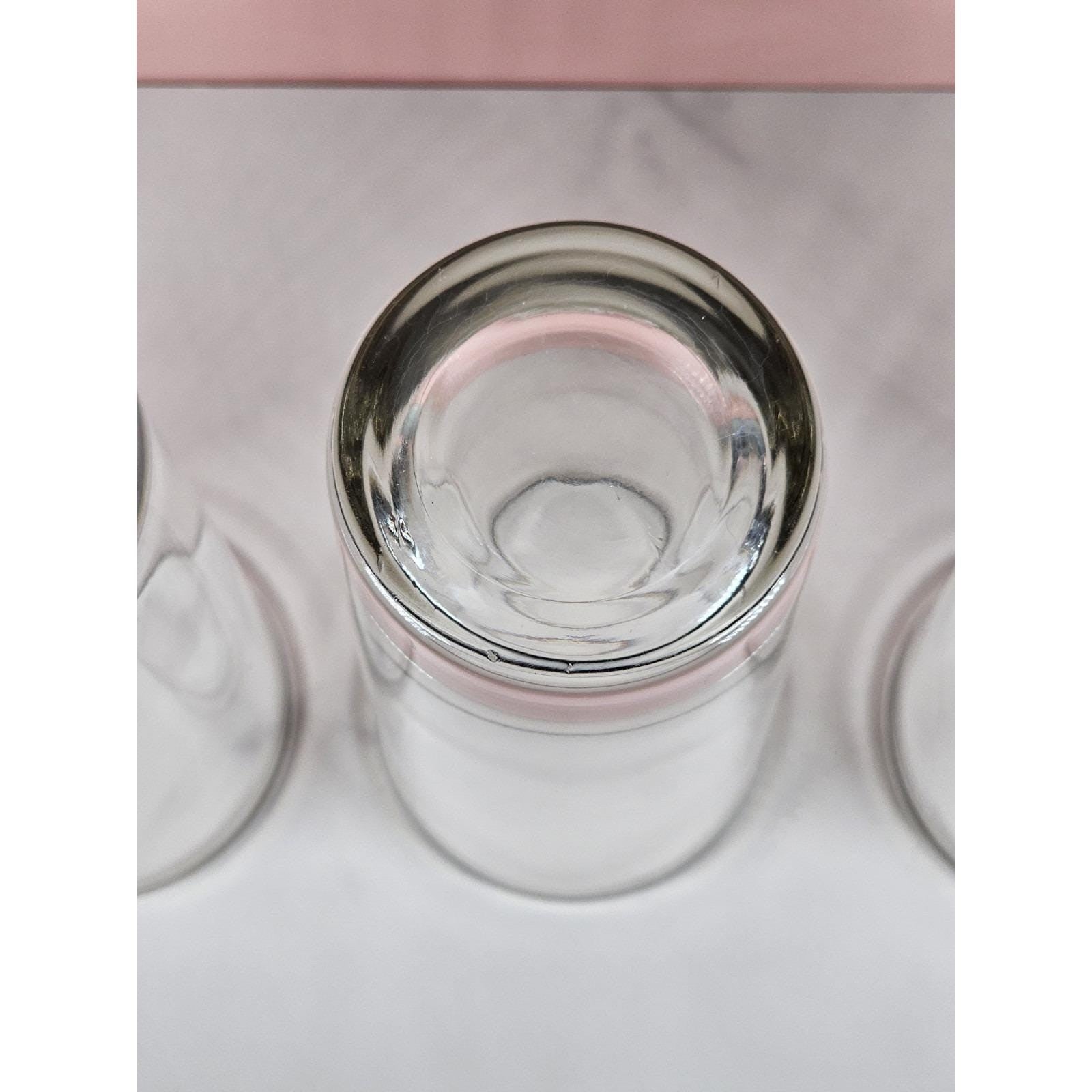 Vintage Mid Century Highball Glasses Set of 3 Silver Rim Barware