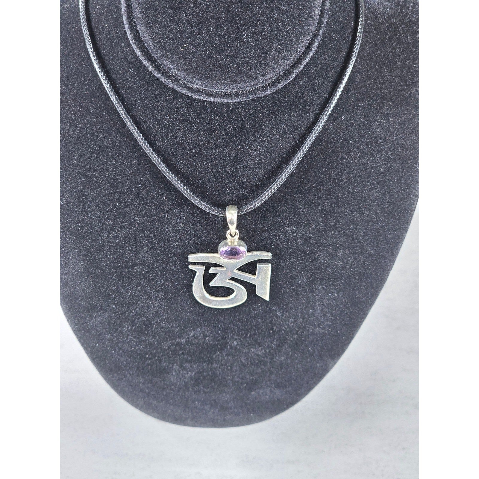 Vintage Om Pendant Necklace with Amethyst Stone