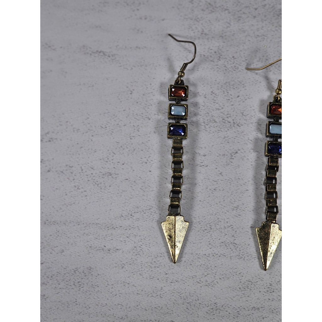 Vintage Arrow Dangle Earrings Red White Blue Boho Drop Jewelry