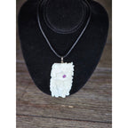 Vintage Buffalo Bone Carved Horse & Native American Figure Pendant Necklace