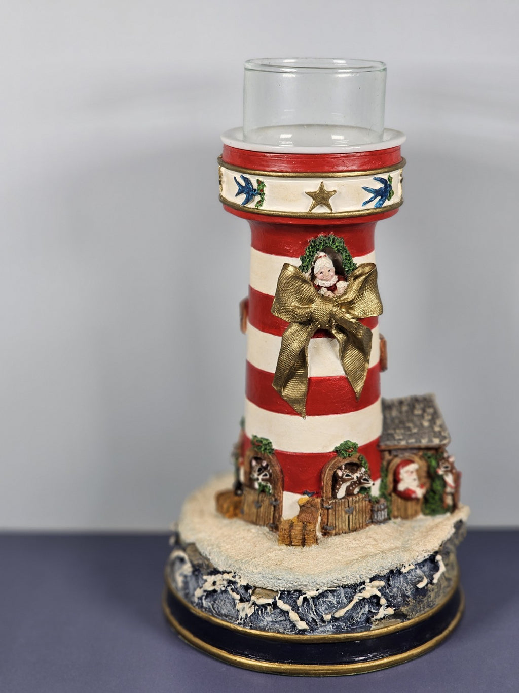 VTG Danbury Mint “Night Before Christmas” Lighthouse Candle Holder Nautical