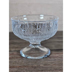 Vintage Pressed Glass Dessert Cups Set of 2 Leaf and Flower Footed Bowls