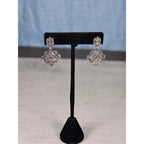Vintage Silver Tone Geometric Drop Earrings Pierced Statement Dangles