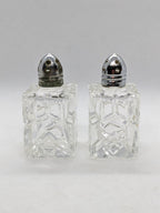 Vintage Cut Glass Salt and Pepper Shakers 2 1/2 Inches Tall