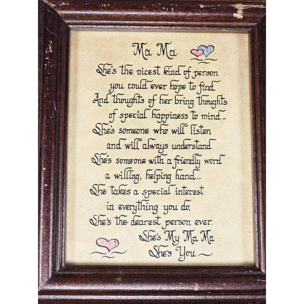 Framed Mother Poem Print Wooden Frame Gift for Mom or Grandma