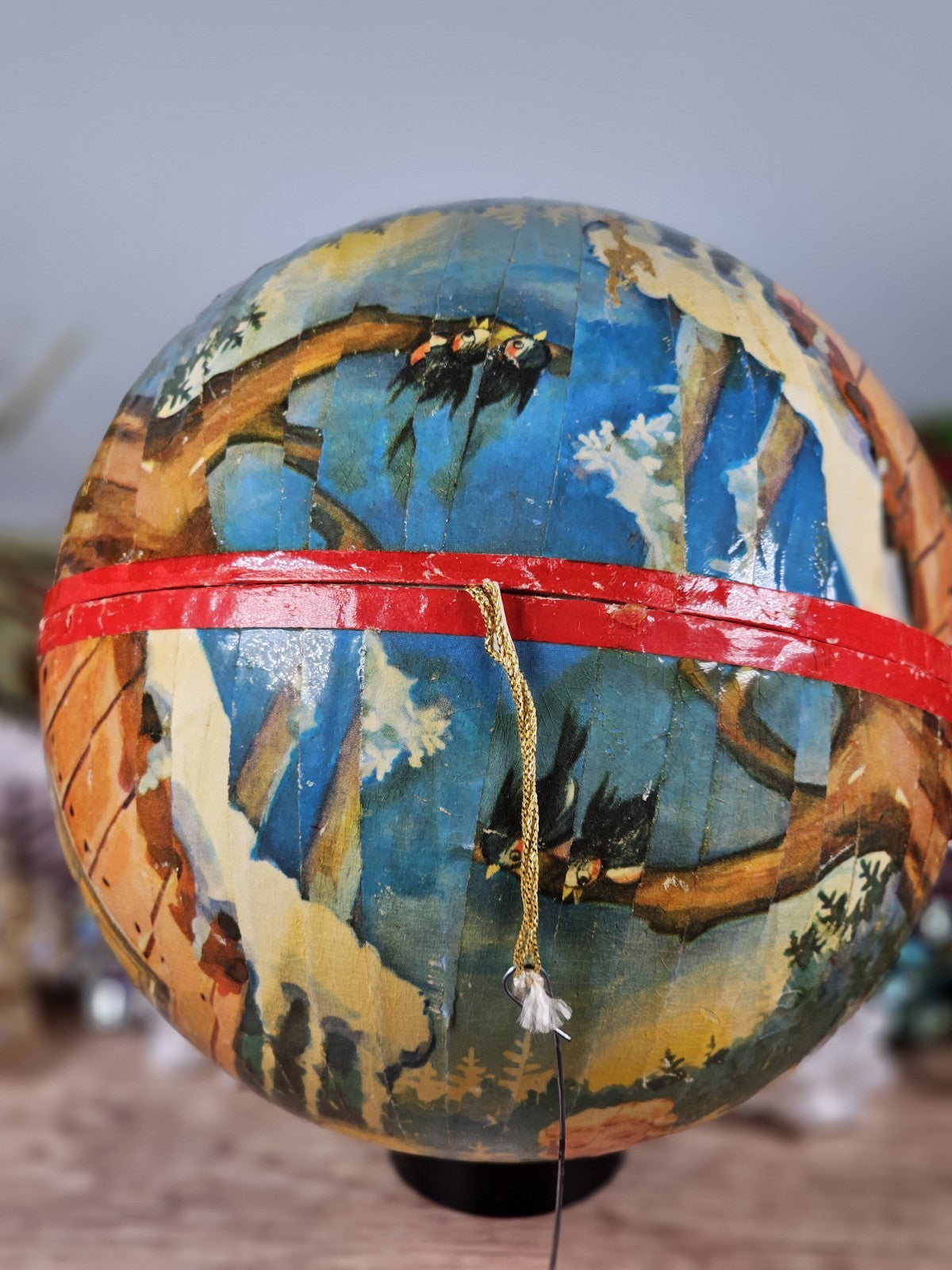 Vintage 1950s German Paper-Mâché Angel Tree Ball Candy Container Christmas