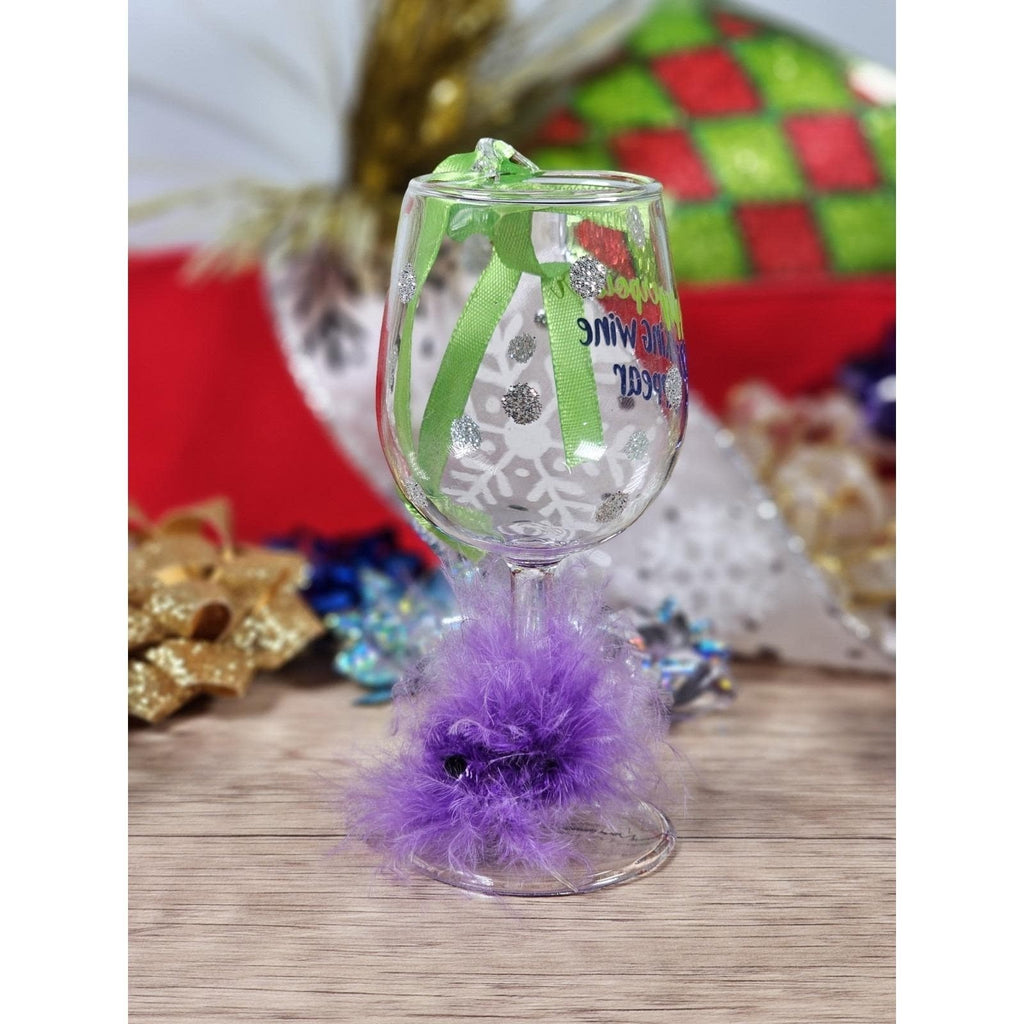 Vintage Wine Glass Christmas Ornament Funny Wine Quote 4 Inch