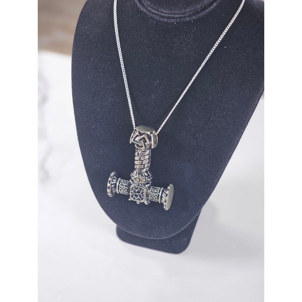 Vintage Thor Hammer Pendant Necklace 34g Norse Style