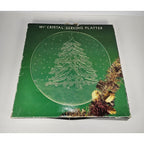 Vintage Crystal Christmas Tree Platter 12.75" Italy Holiday Serving Tray