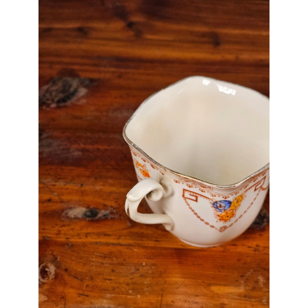 Vintage English Porcelain Teacup Floral Gold Trim Made in England