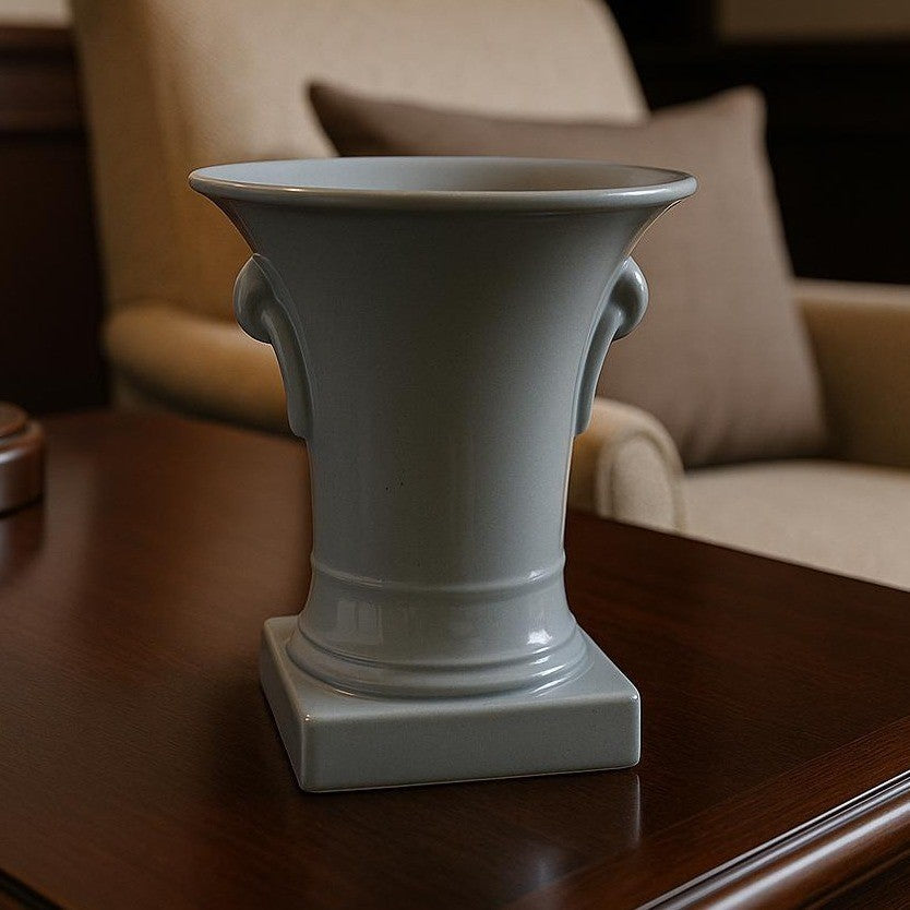 Vintage Ceramic Urn Vase Blue Gray Glaze Decorative Vase