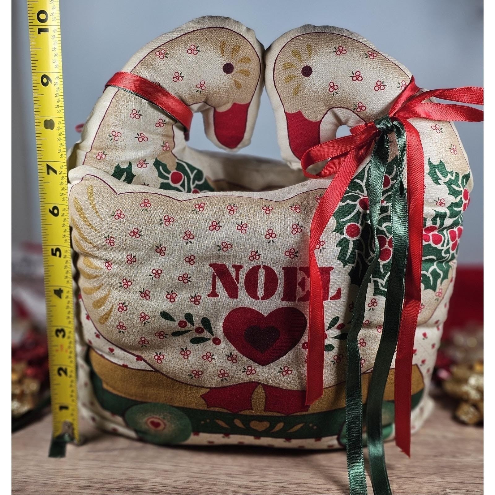 Vintage Noel Swan Pillow Handmade Christmas Decor 10x9