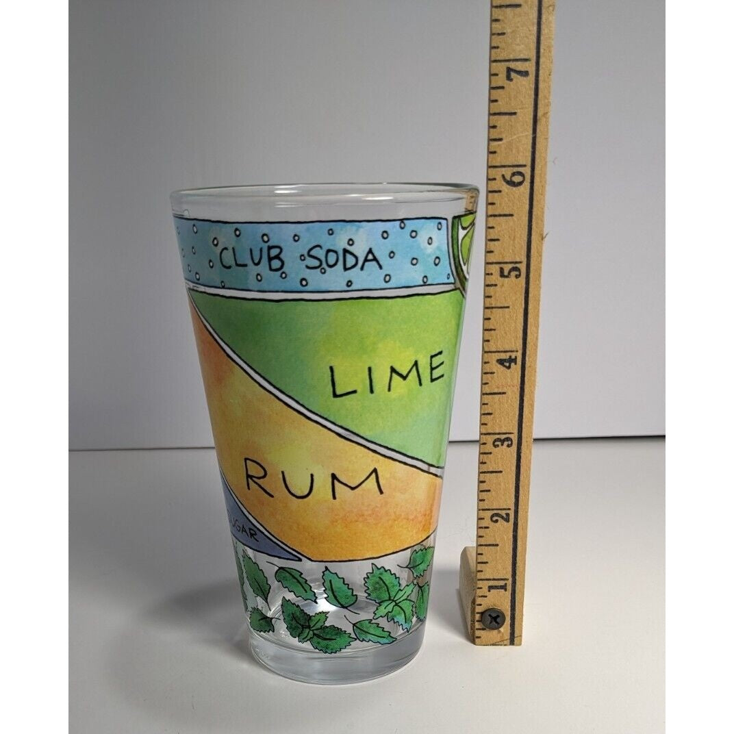 Mojito Recipe Pint Glass – Alyson Thomas – Cocktail Art – Colorful Drinkware