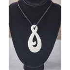 Vintage Carved Bone Hei Matau Fish Hook Pendant Necklace