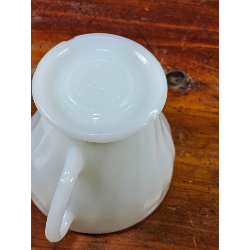 Vintage Milk Glass Sugar Bowl with Lid Gold Trim Fluted Handles